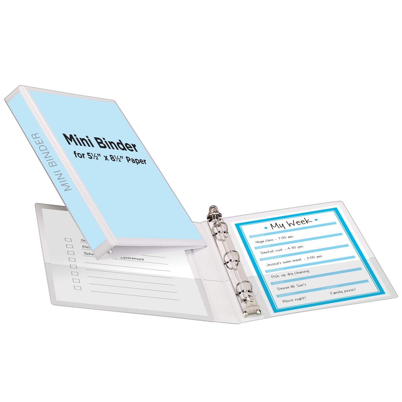 Avery Mini Durable View 3 Ring Binder, Holds 5.5" x 8.5" Paper, 0.5" Round Rings, 100-Sheet Capacity, 0.7 Inch Wide Spine, 1 White Binder (27726)